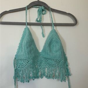 Crochet Halter Top with Fringe